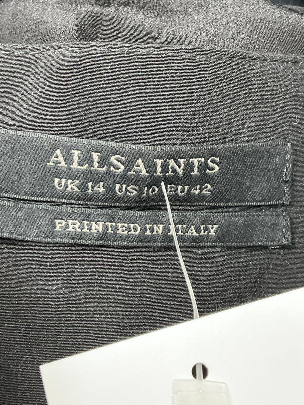 All Saints Black Azure Sleeveless Silk Dress UK 14