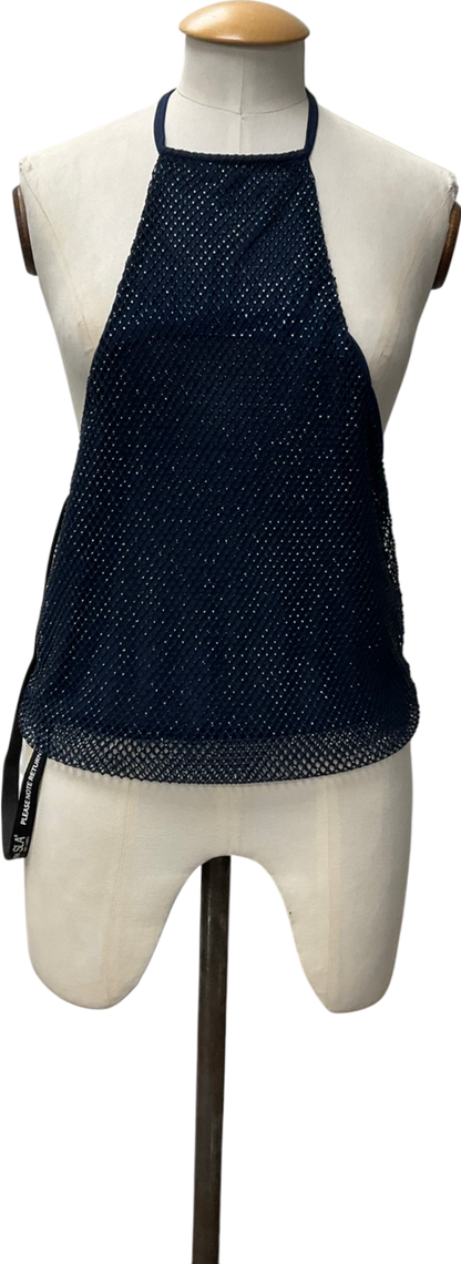 SLA the label Blue Drew Diamanté Top UK L