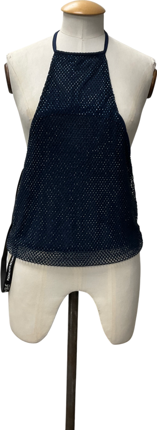 SLA the label Blue Drew Diamanté Top UK L