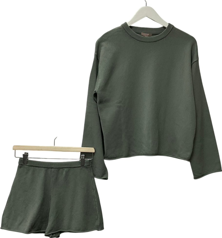 H&M Green Roll-edge Jumper & Knitted Shorts UK XS