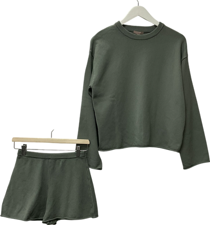 H&M Green Roll-edge Jumper & Knitted Shorts UK XS