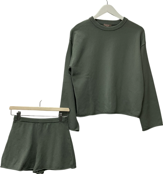 H&M Green Roll-edge Jumper & Knitted Shorts UK XS