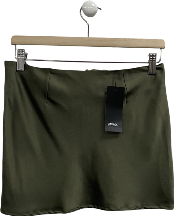 Nasty Gal Green Satin Mini Skirt UK 10