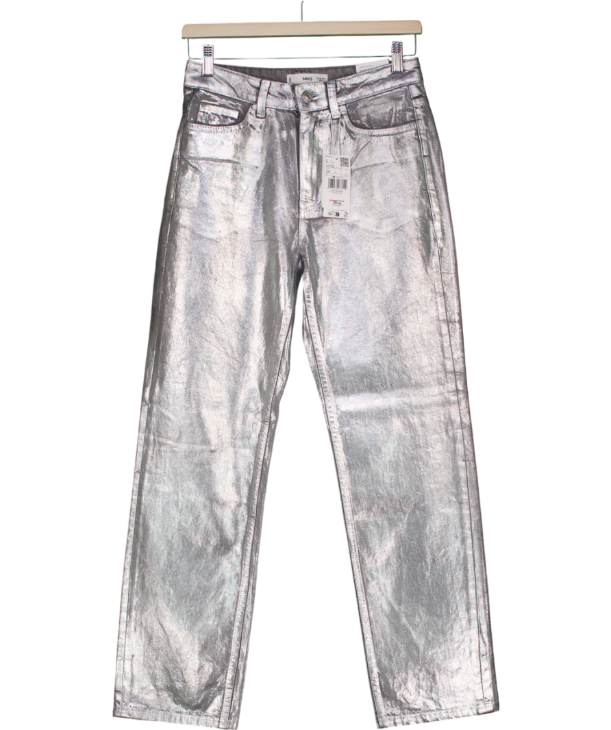 MANGO Metallic Straight Leg Foiled Jeans UK 6