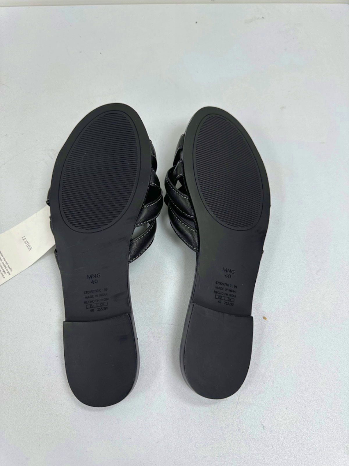 Mango Black Leather Sandals EU 40 UK 7