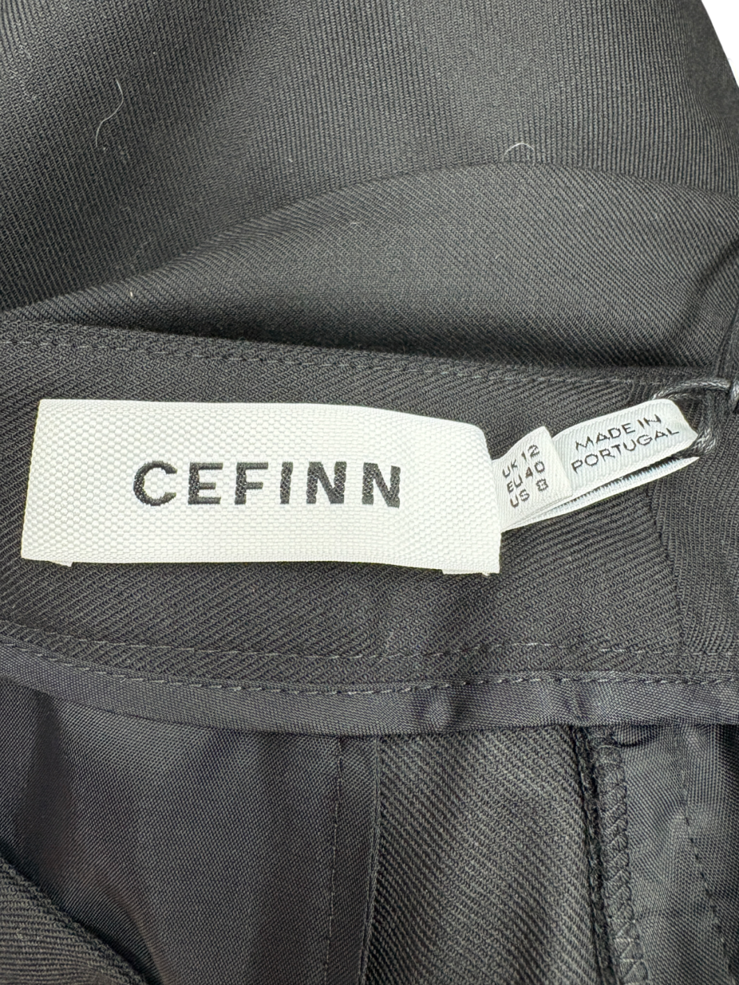 Cefinn Black Clement New Wool Easy Waist Turn Up Trouser UK 12