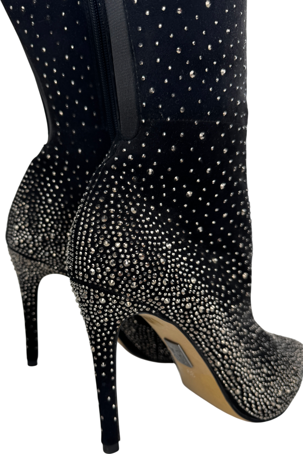 MODA IN PELLE Yesenia Black Suede Crystal Embellished Over The Knee Boots UK 6 EU 39 👠