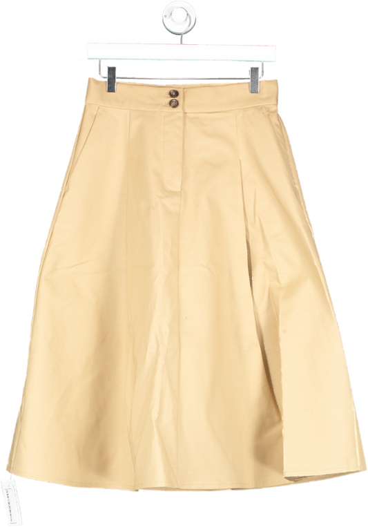 Goelia Beige Pleated A-line Women Half Skirt UK 10