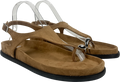 Topshop Brown Elsie Hardware Footbed Sandal In Taupe Faux Suede UK 7 EU 40