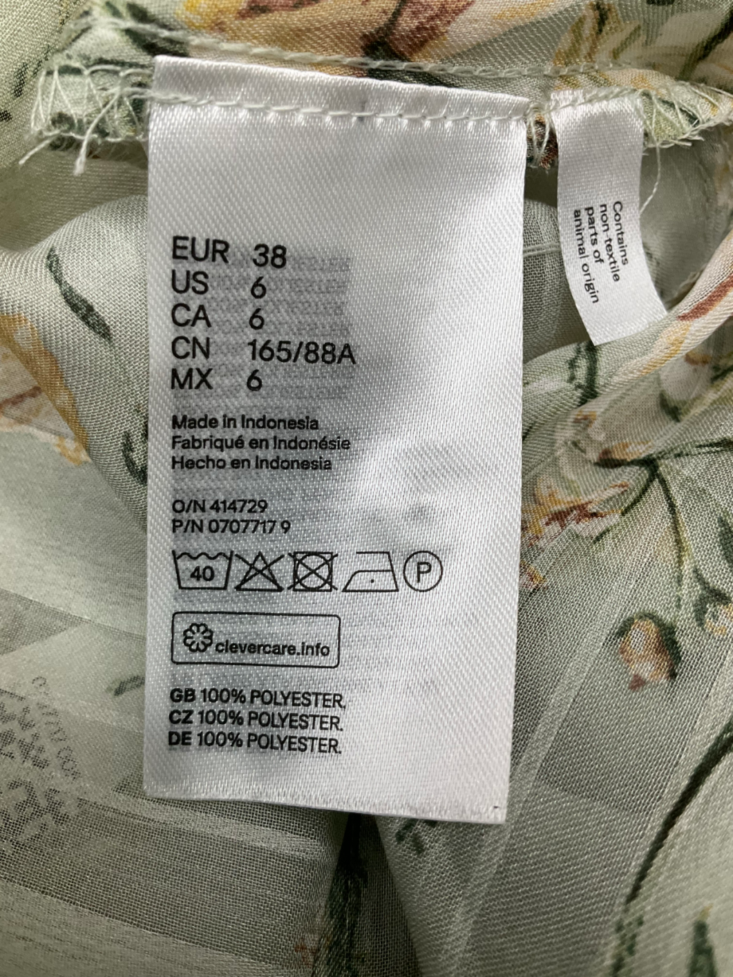 H&M Green Floral Blouse UK 10