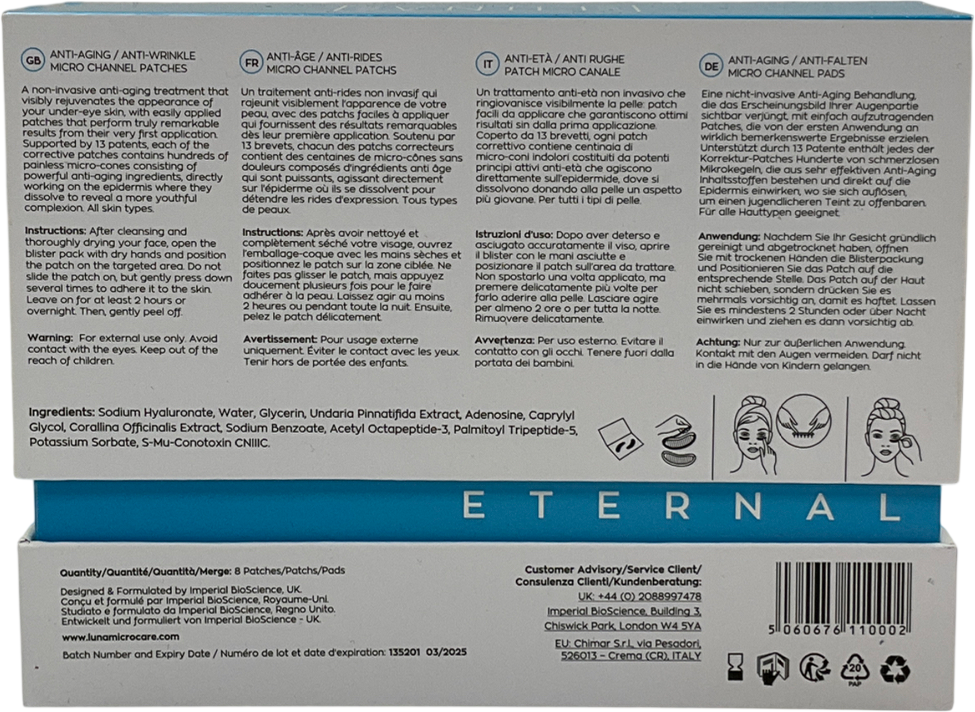 Eternal Anti Aging Anti Wrinkle Under Eye Patches X8 4 pairs