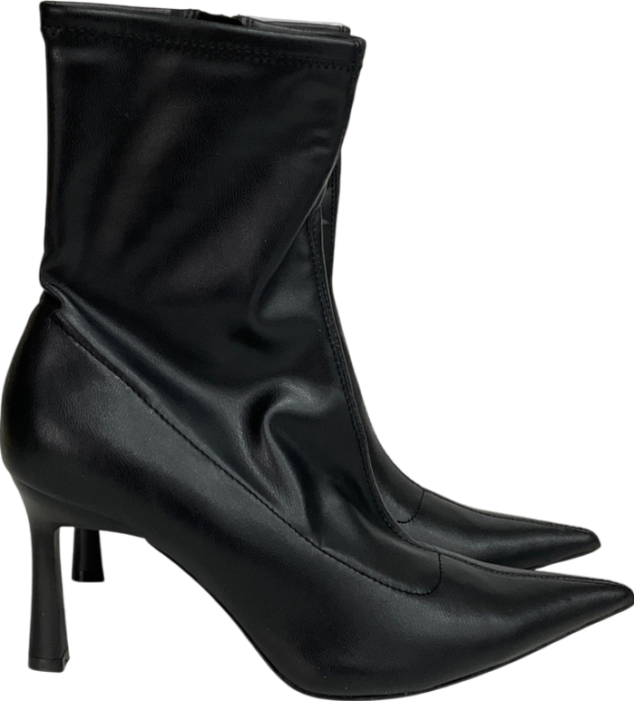 Stradivarius Heeled Ankle Boot In Shiny Black UK 7 EU 40 👠