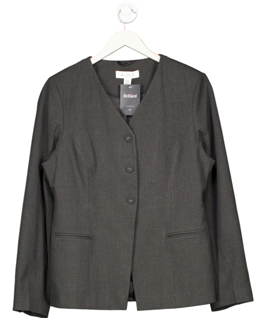 Aligne Grey Daphne V Neck Waisted Blazer UK 14