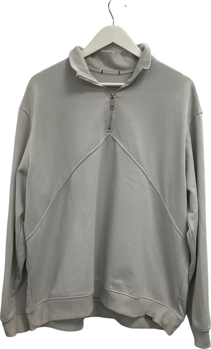 boohooMan Beige 1/4 Zip Pullover UK L