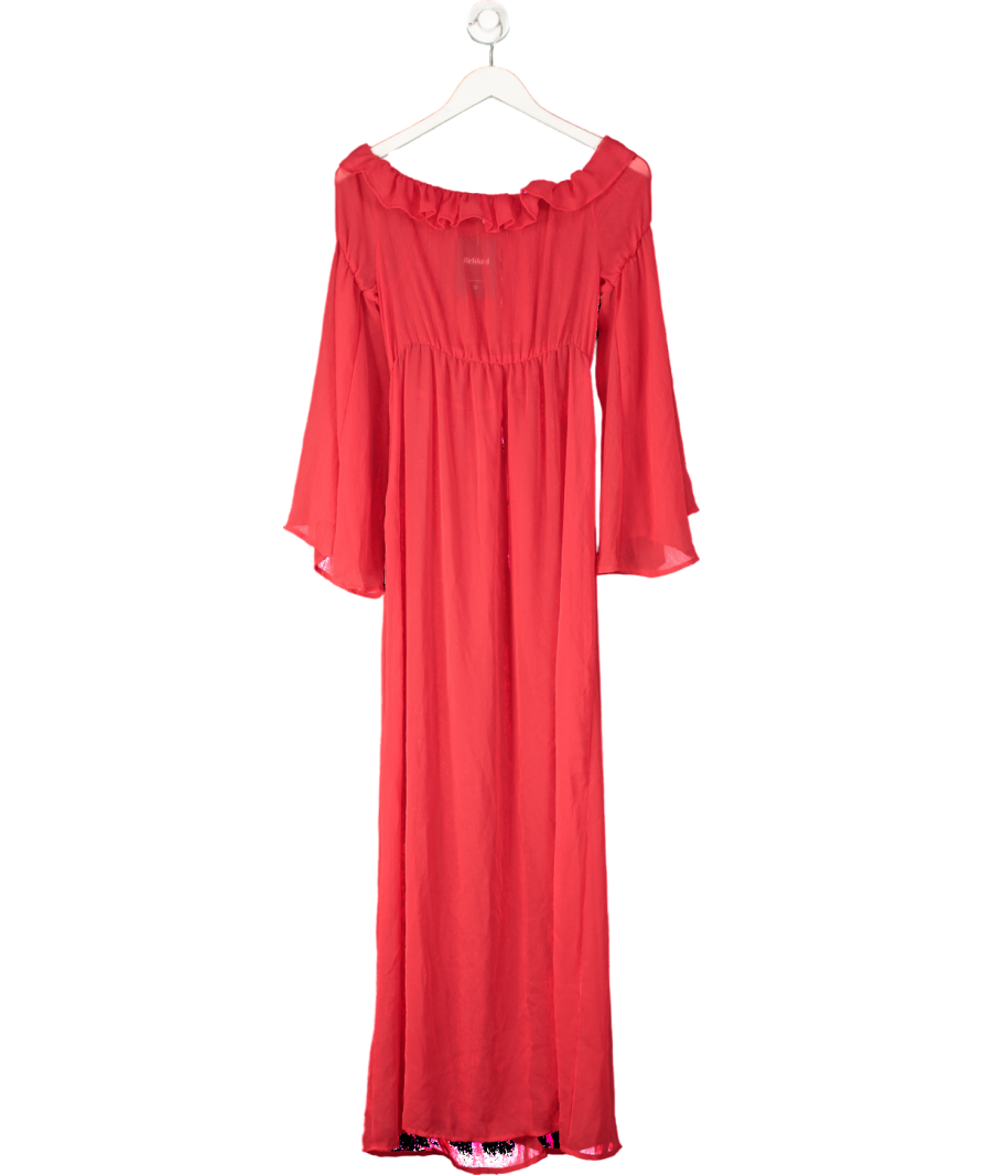 ASOS Red Mesh Tie Up Maxi Dress Cover Up UK 6