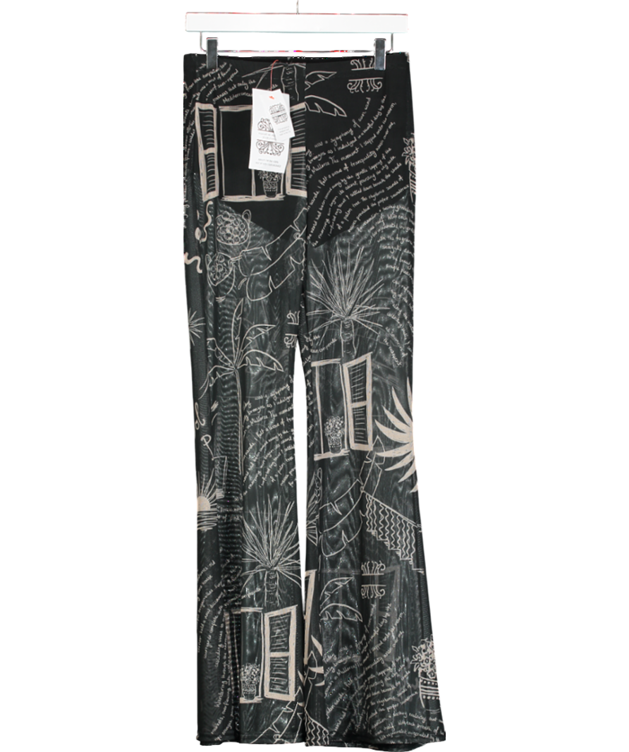 Never Fully Dressed Black Mono Palma Mesh Trousers UK 10