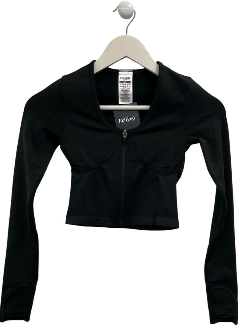 gymshark Black Lift Seamless Zip Up Jacket UK XS