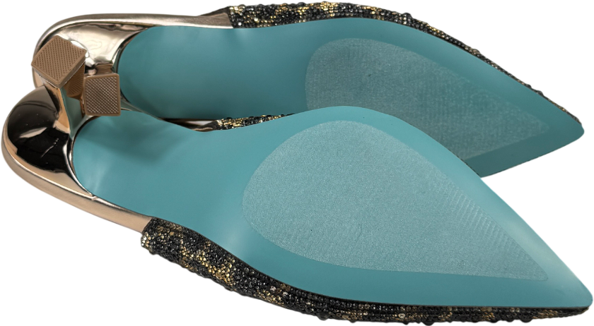 BETSEY JOHNSON Crystal Embellished Sling Back Clark Shoes Nude Leopard Us8.5 UK 6 EU 39 👠