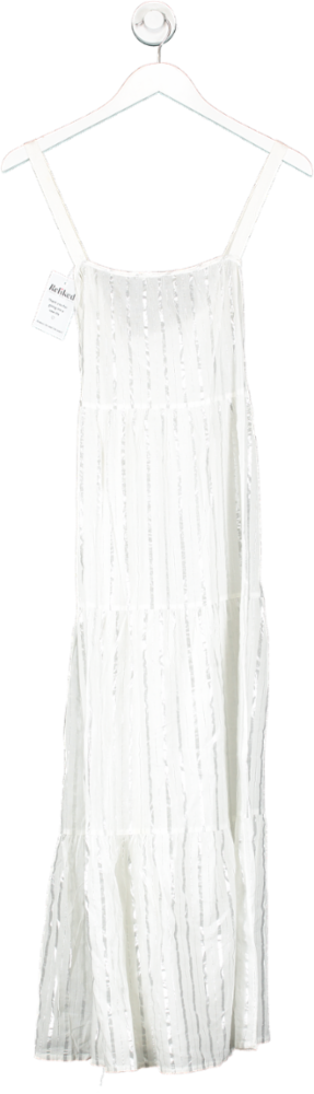 ASOS White Metallic Stripe Maxi Dress UK 8