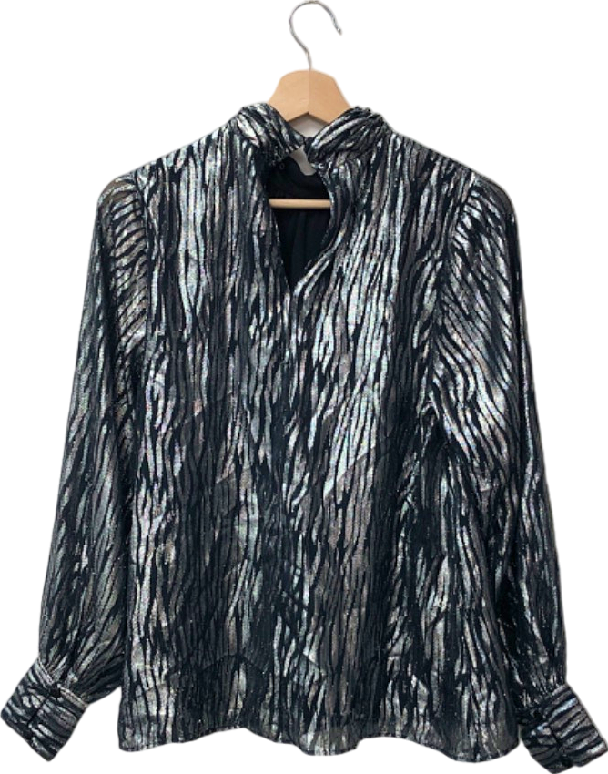Friends Like These Millie Mackintosh Black/Silver Zebra Print Blouse UK 8