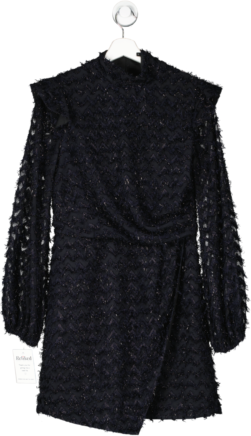 Paper London Black Spice High-neck Fil Coupé Mini Dress UK 12