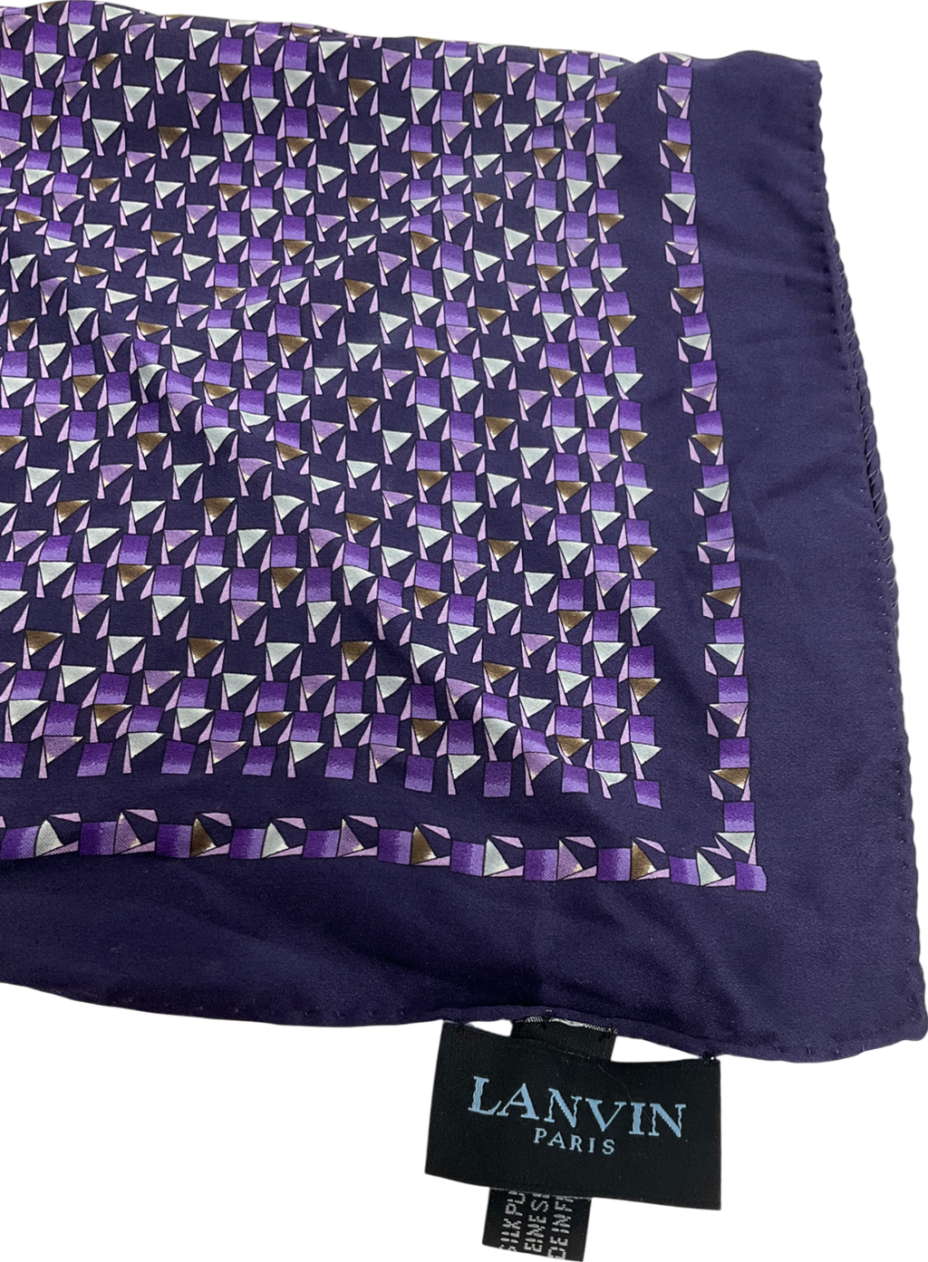LANVIN Purple Pattern Pocket Square