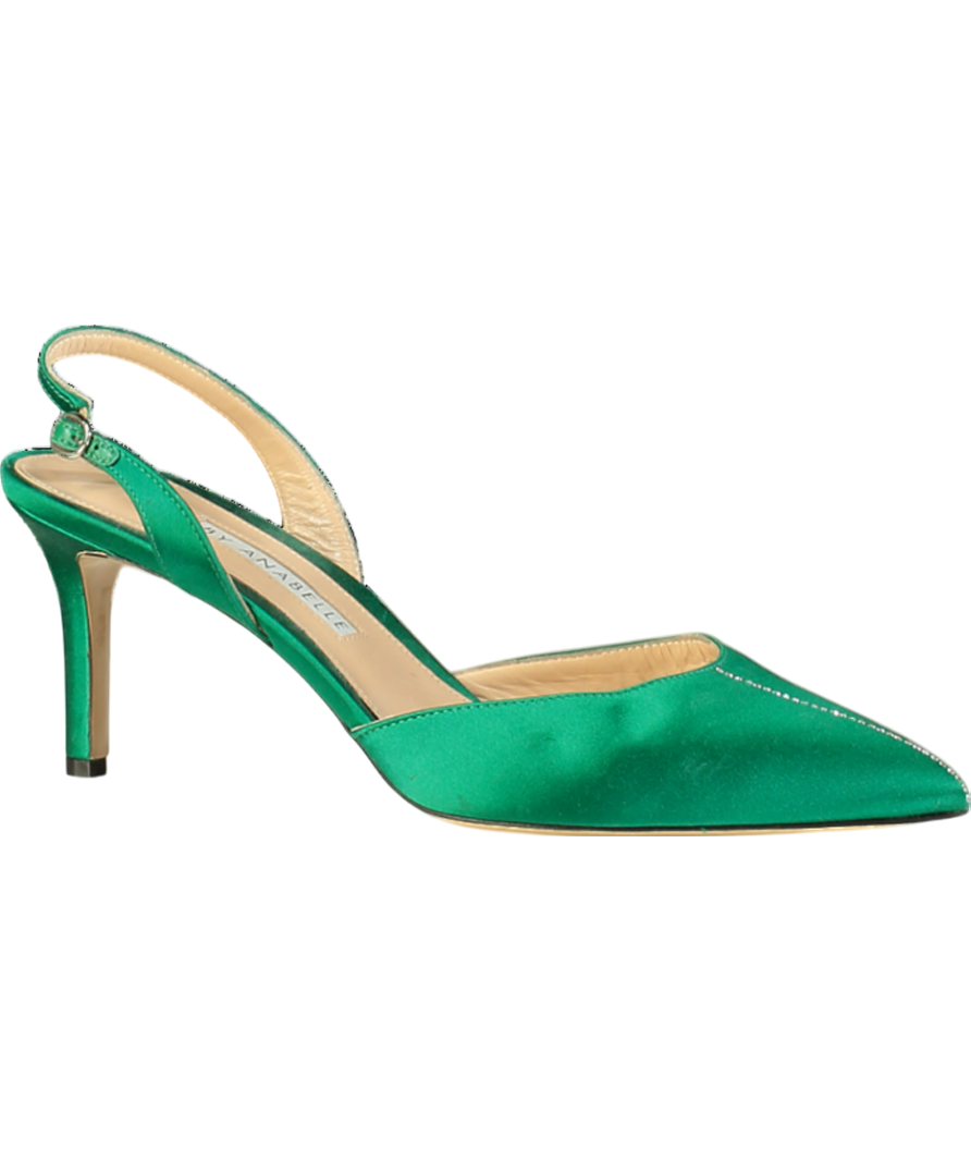 A by Anabelle Green 'a Drink For Two" Emerald Slingback Heels UK 8 EU 41 👠