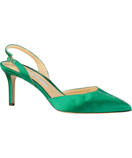 A by Anabelle Green 'a Drink For Two" Emerald Slingback Heels UK 8 EU 41 👠