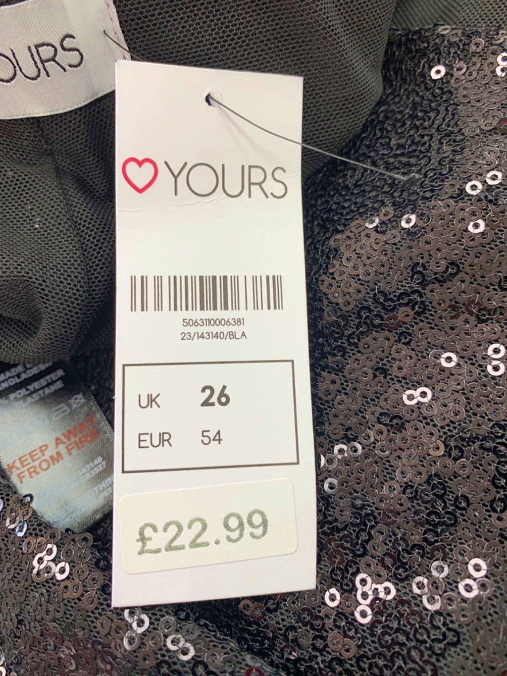 Yours Black Sequin Leggings UK 26