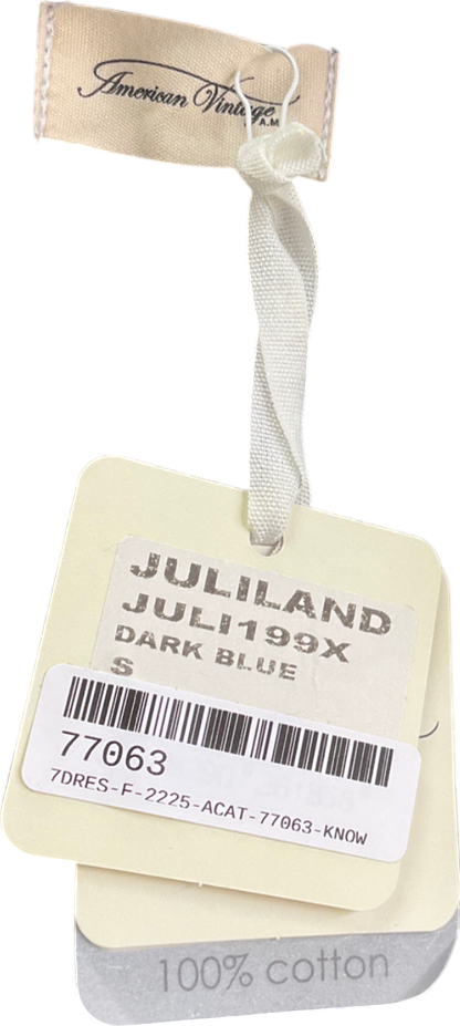 American Vintage Blue Dungaree Style Denim Midi Dress UK S