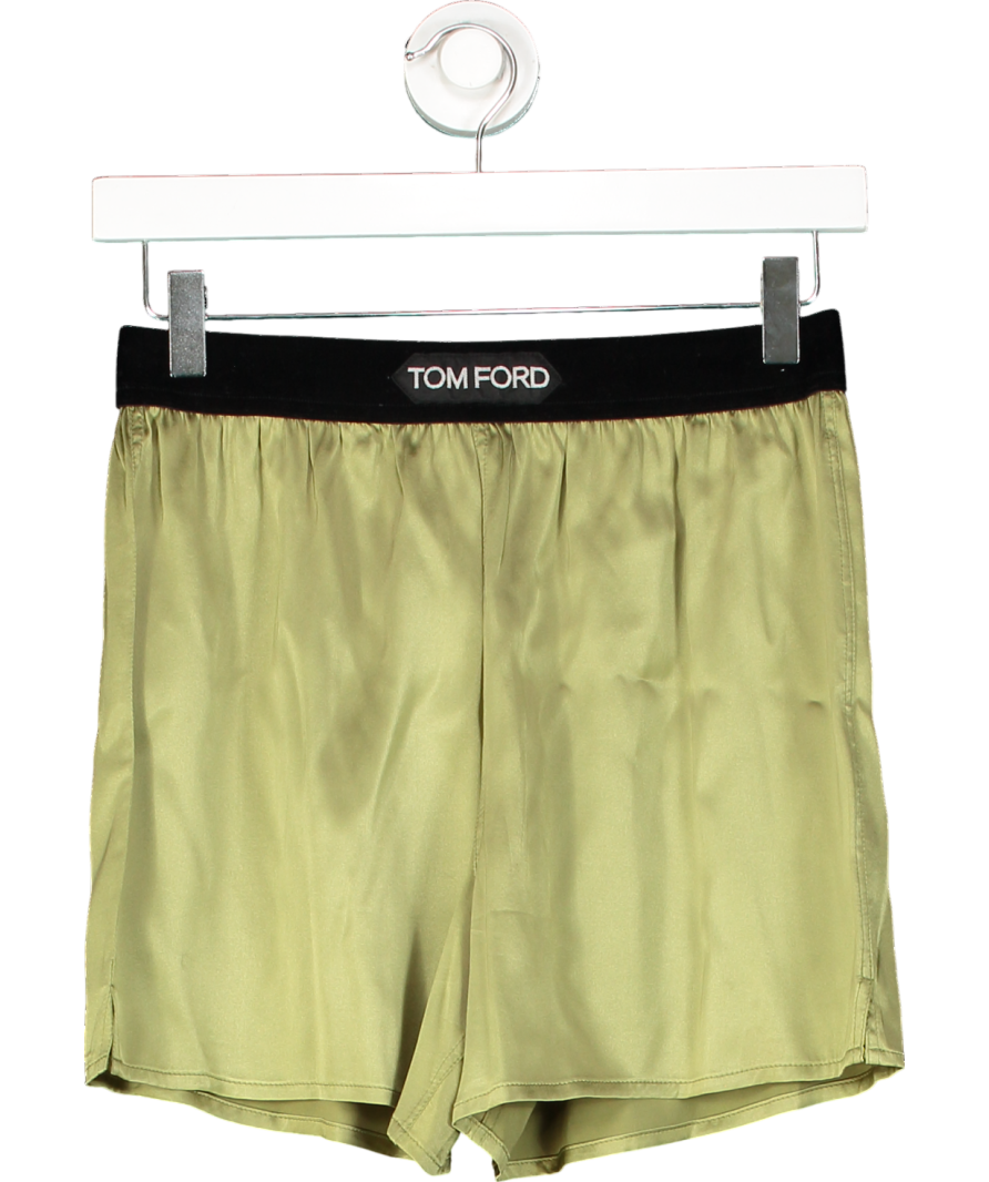 Tom Ford Green 100% Silk Logo Band Boxer Shorts UK XS