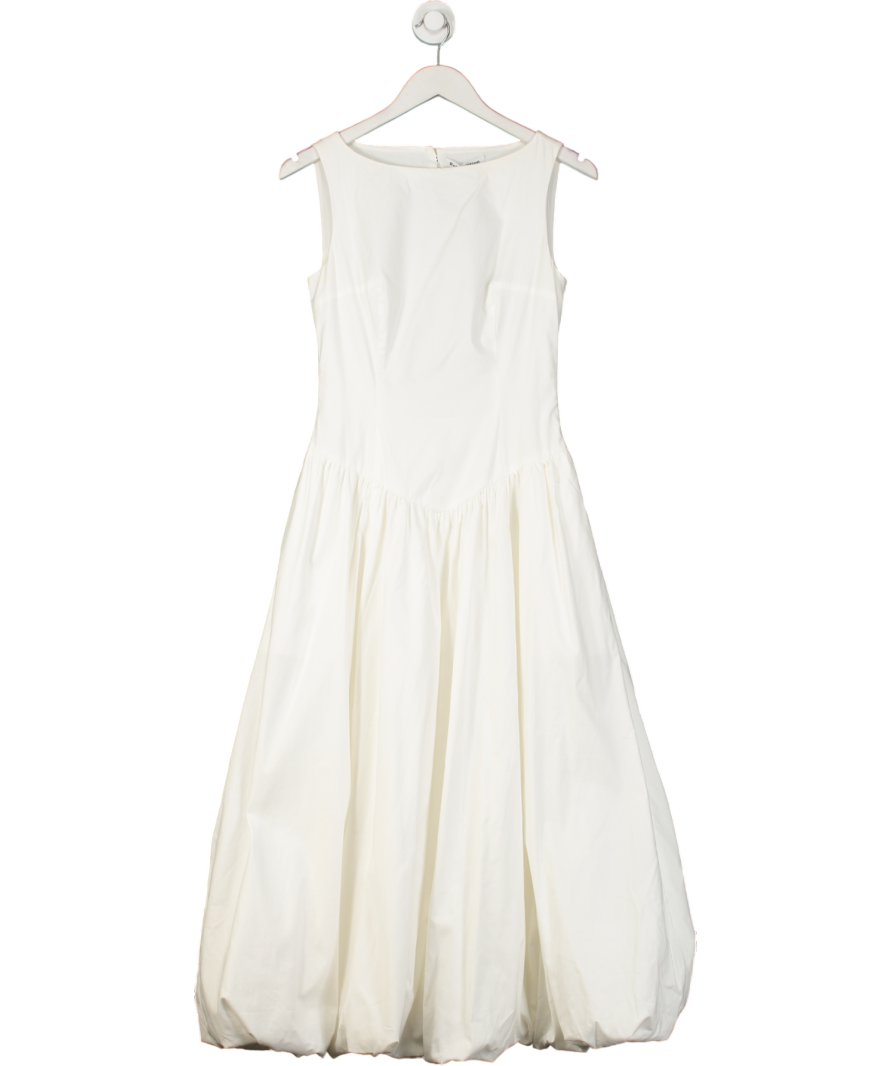 Reformation White Bubble Hem Midi Dress UK S