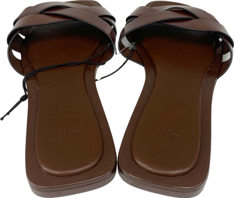 H&M Brown Leather Flat Sandals UK 4