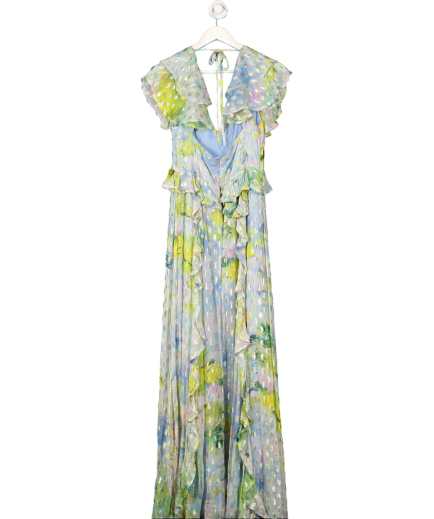 Coast Multicoloured Pastel Frill Detail Fitted Maxi Dress UK 12
