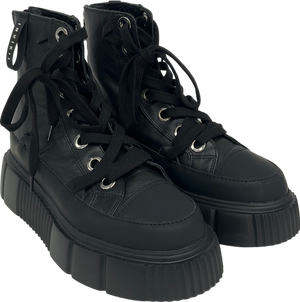 INUIKII Leather Matilda Black Platform Sneaker Boots UK 5 EU 38