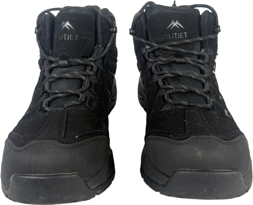 OUTJETS Black Waterproof Walking Boots Lightweight Comfortable Mid Ankle Hiking Boots UK 10 EU 44