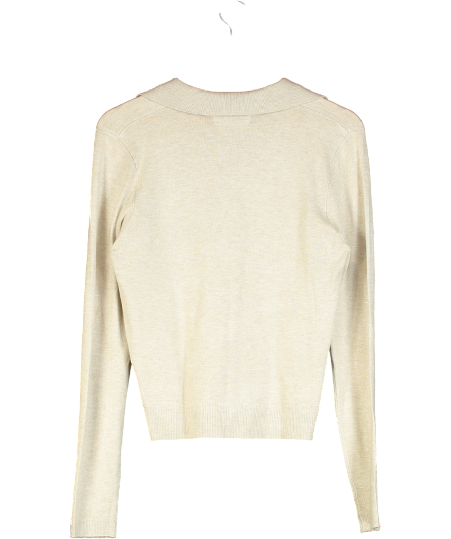 MANGO Beige Polo-neck Knitted Sweater UK M