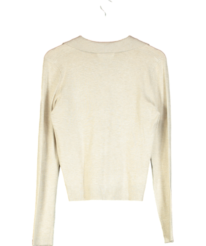 MANGO Beige Polo-neck Knitted Sweater UK M