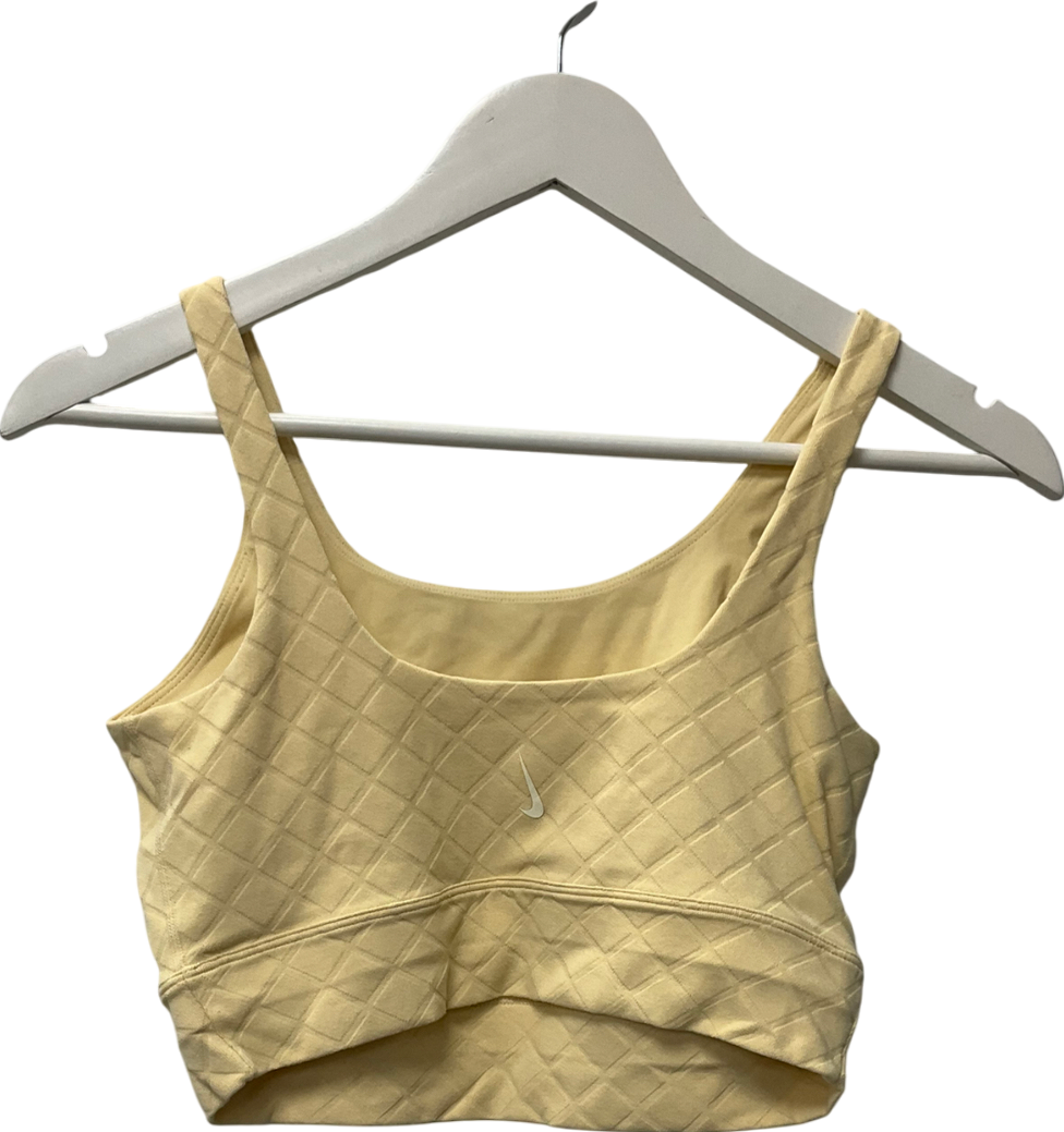 Nike Yellow Yoga Luxe Cropped Jacquard Tank UK S