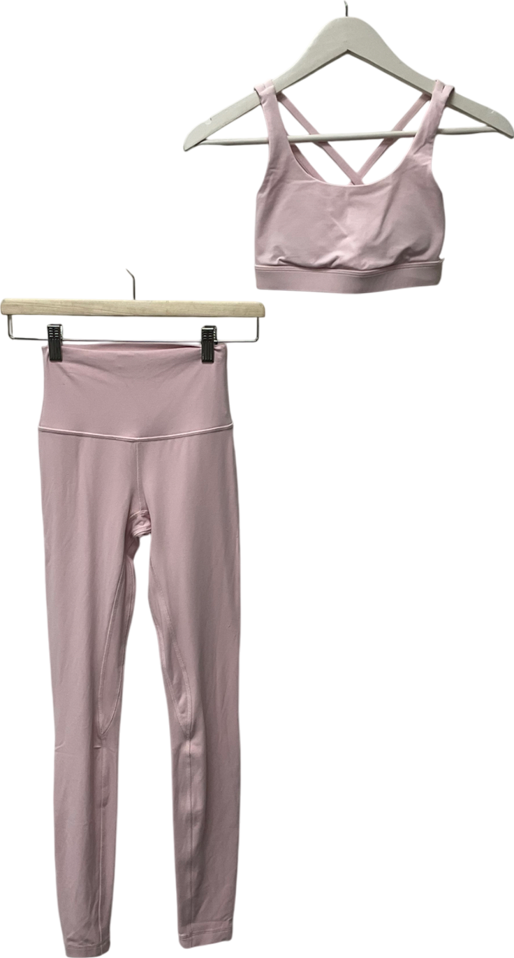 Lululemon Pink High-rise Pant & Cloud Longline Bra UK S