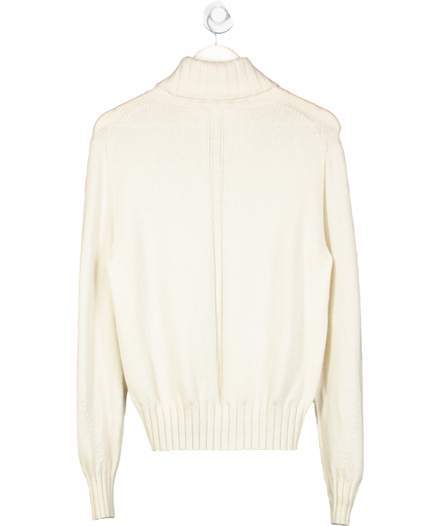 Lily Silk Cream Wool & Cashmere Blend Roll Neck Jumper Uk10 UK S