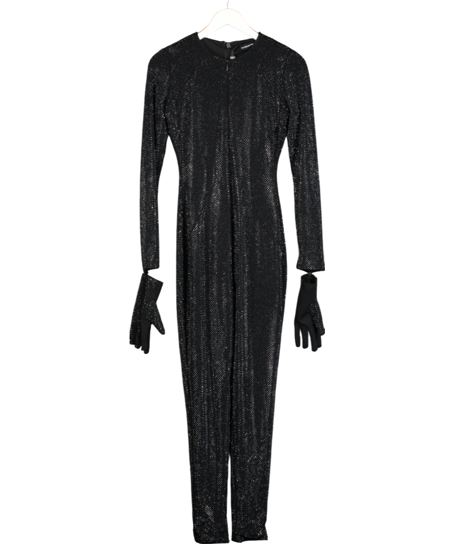 maniere de voir Black Rhinestone Jumpsuit With Gloves UK 10