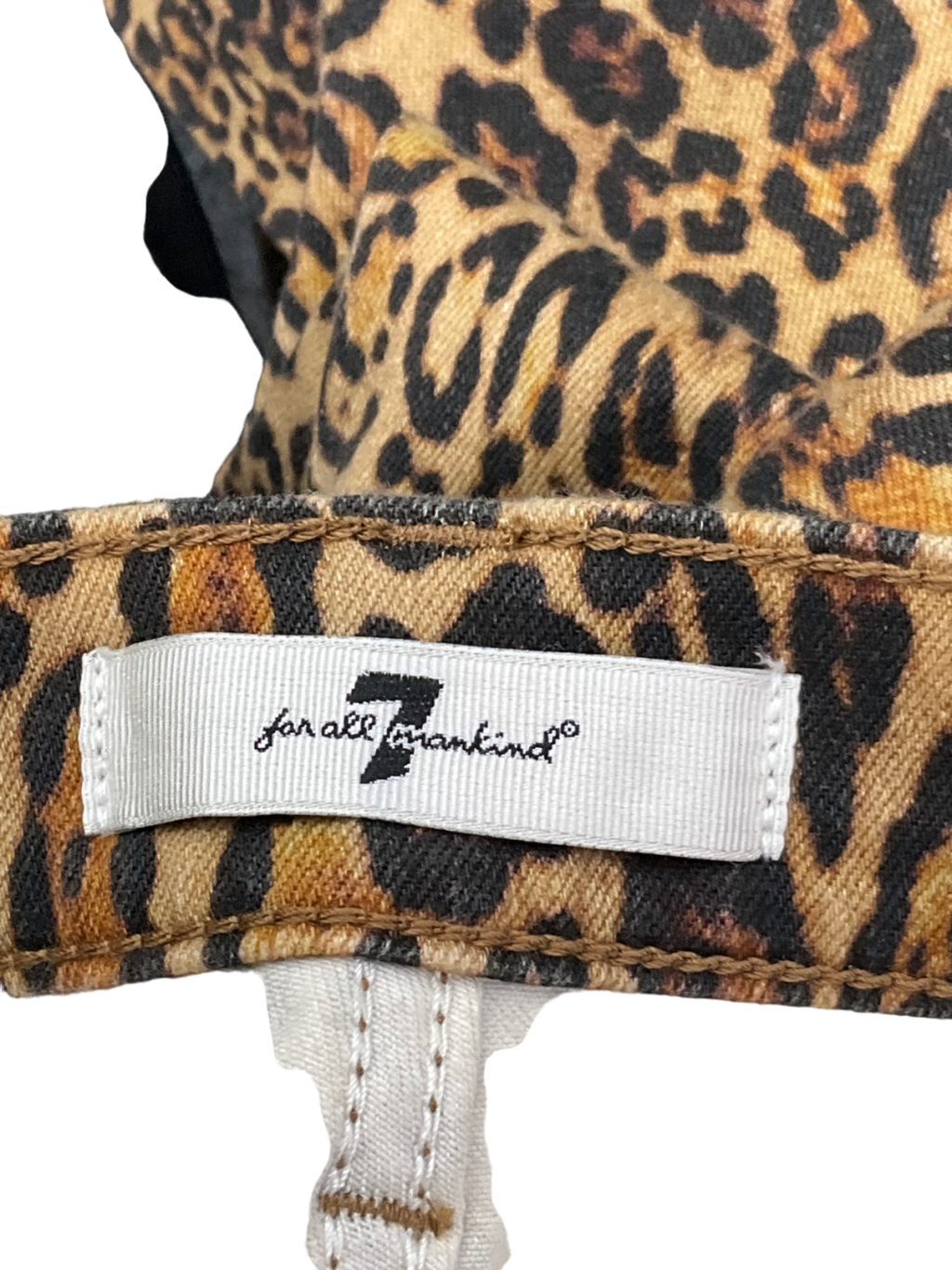 7 For All Mankind Leopard Print Flared Jeans UK W27