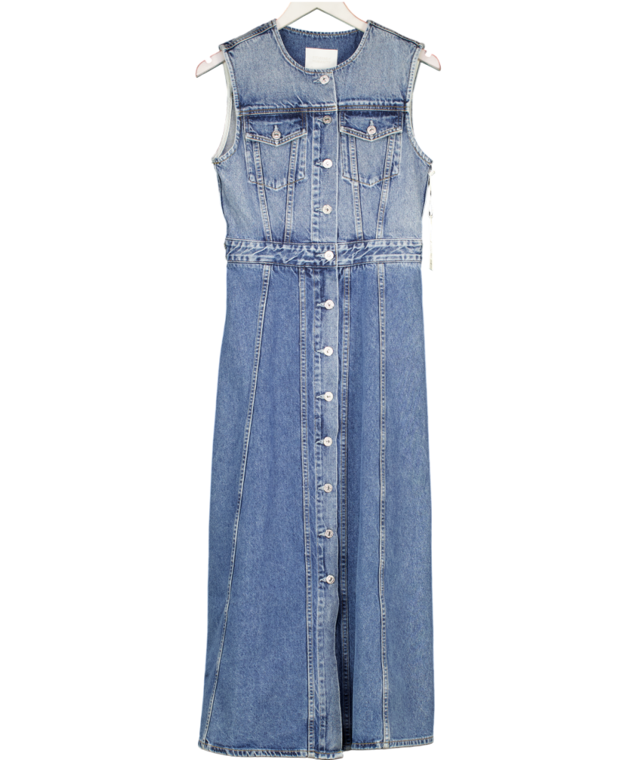 Citizens of Humanity Blue Idalene Organic Denim Midi Shirt Dress UK S