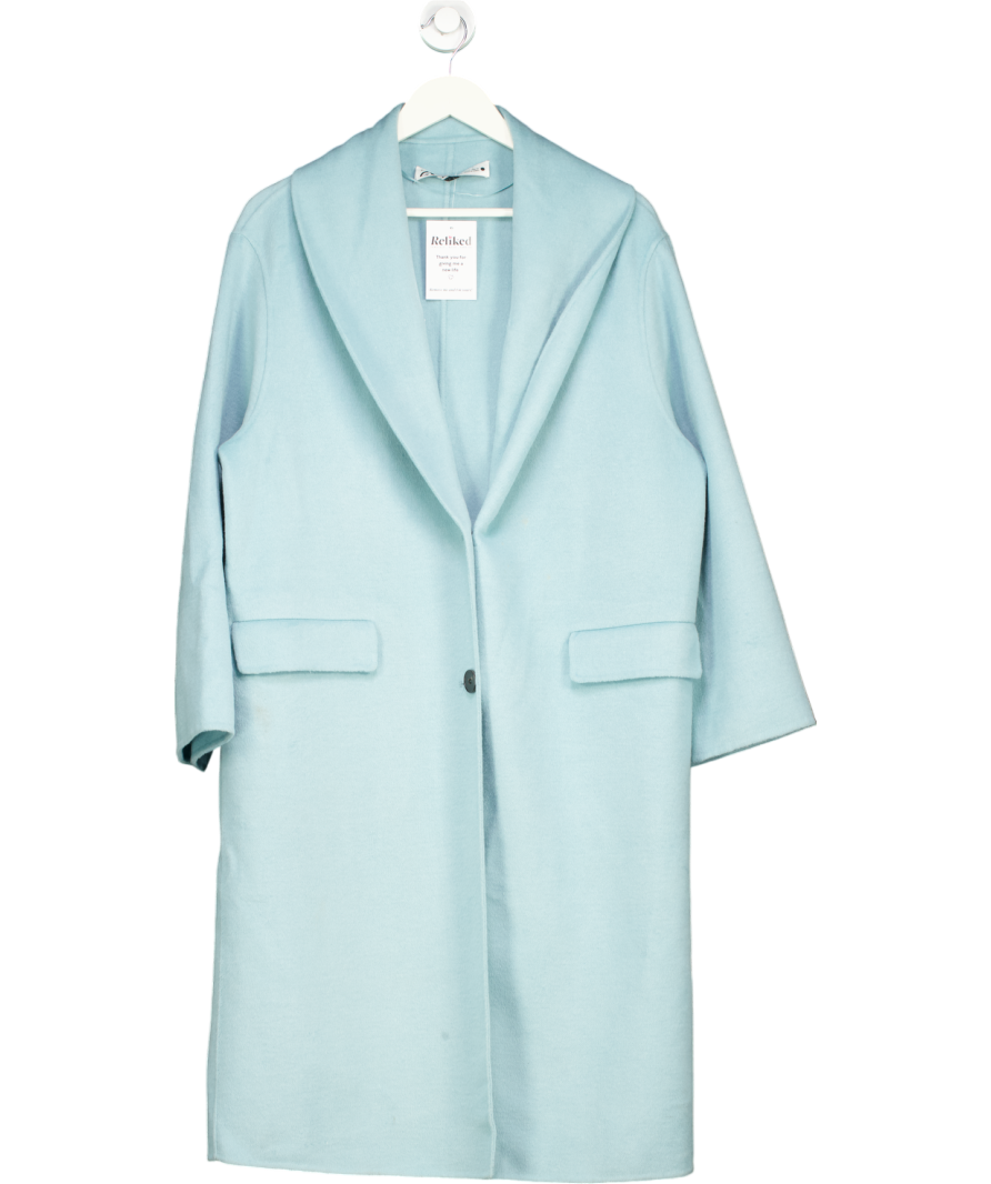 ZARA Blue Button Up Trench Coat UK M