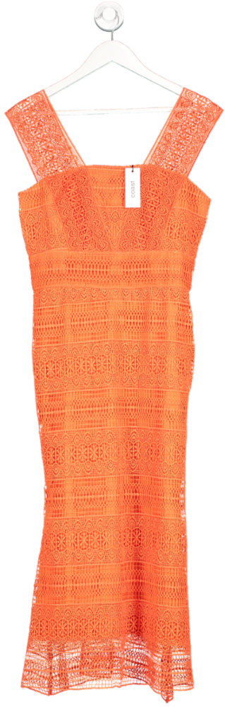 Coast Orange Lace Pencil Dress With Flared Hem BNWT UK 10
