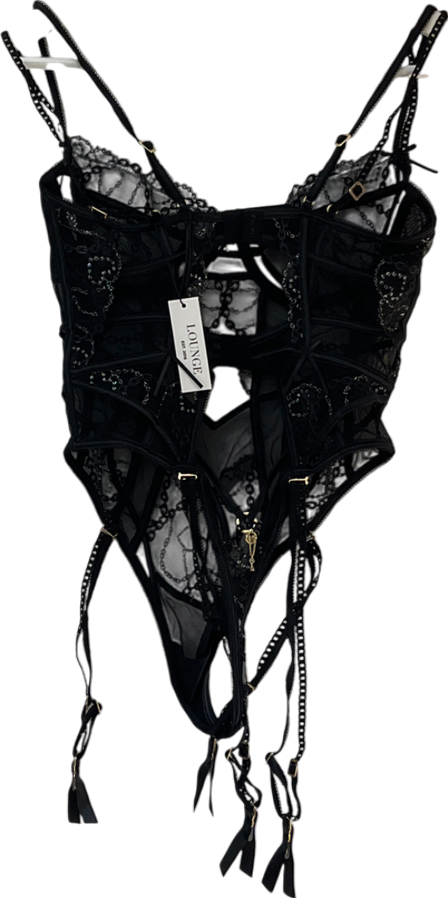 Lounge Underwear Black Priya Semi-sheer Cut-out Mesh Body UK S
