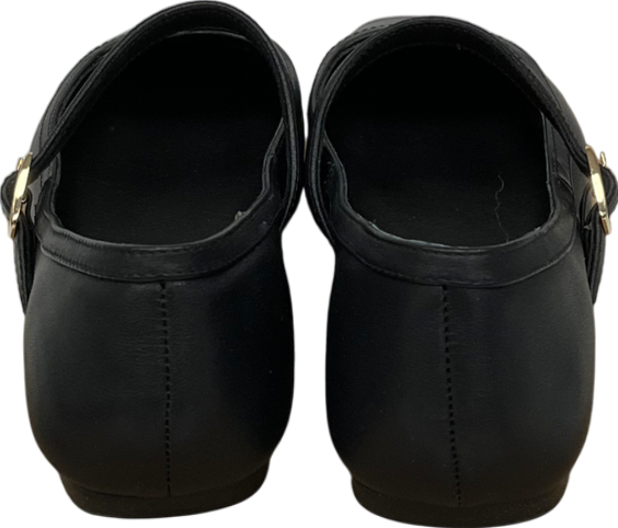 Karen Millen Black Leather Flat Square Toe Mary Jane Pumps UK 5 EU 38 👠