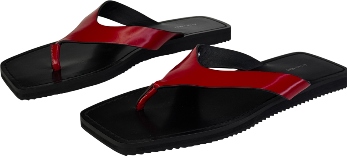 Alias Mae Red Box Leather Charlize Square Toe Thong Sandals UK 6 EU 39 👠