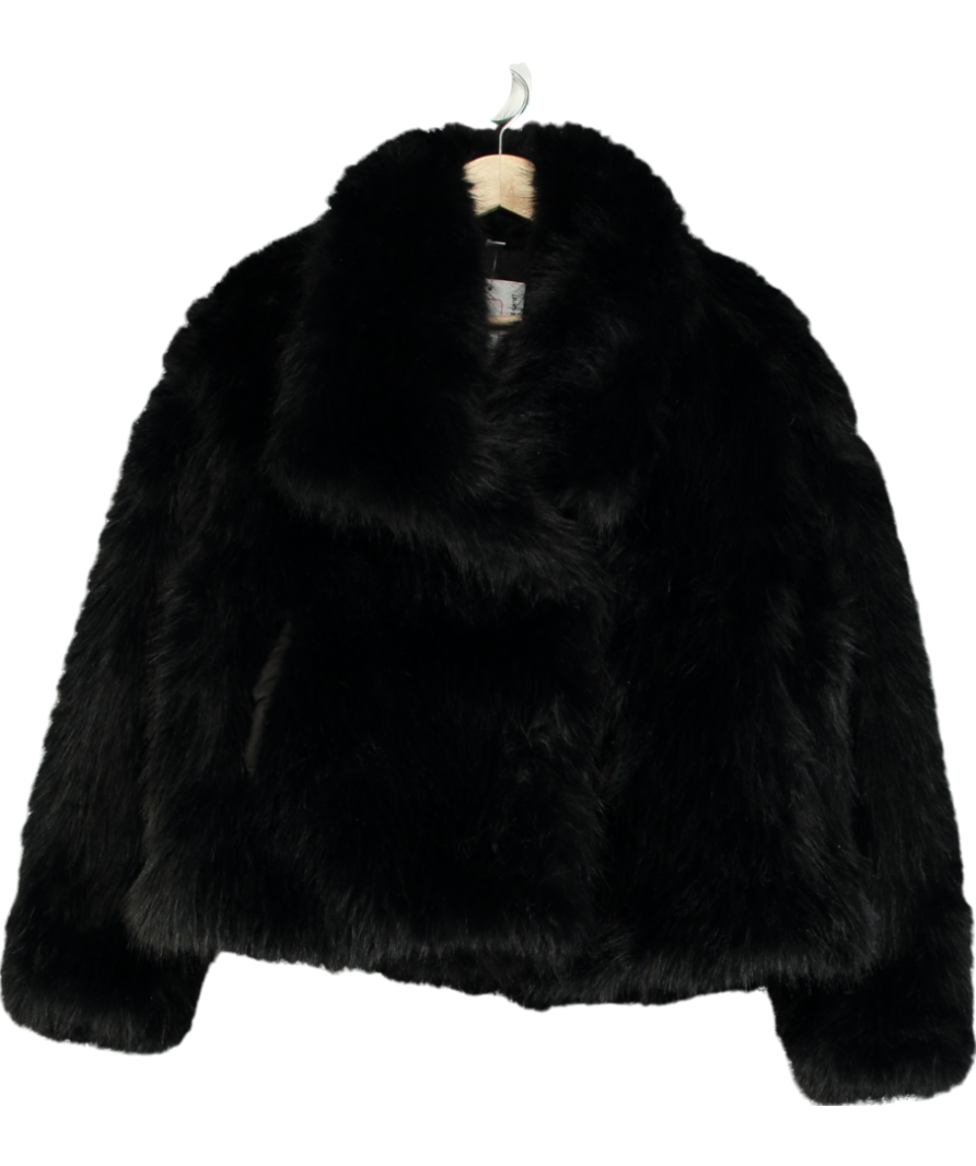 Black Faux Fur Jacket UK M